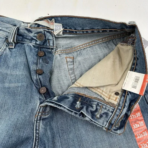 Vtg New Old Navy Baggy Jeans Mens 33x30 Light Blue Y2K Straight Wide Leg Loose - Picture 8 of 16